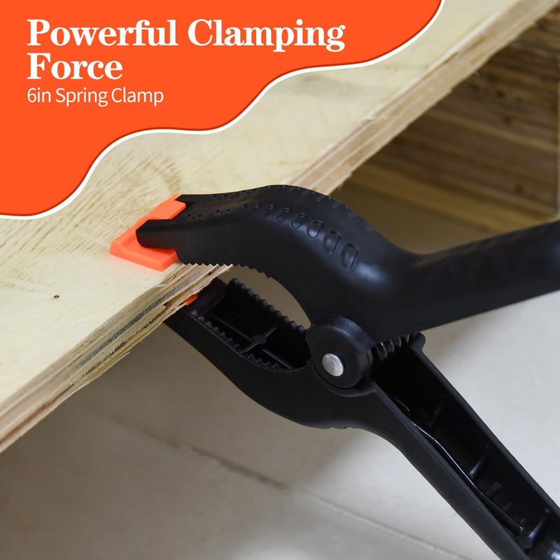 LFSEMINI 6 Inch Spring Clamps, 12 Pack Professional Plastic Spring Clamps, Heavy Duty Plastic Clamps for Crafts and Woodworking, Backdrop Clips Clamps for Backdrop Stand, Photography, Home Dec - Image 3